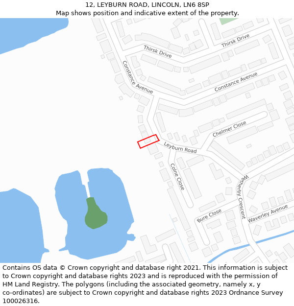 12, LEYBURN ROAD, LINCOLN, LN6 8SP: Location map and indicative extent of plot