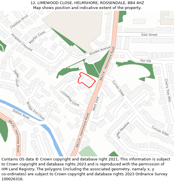 12, LIMEWOOD CLOSE, HELMSHORE, ROSSENDALE, BB4 4HZ: Location map and indicative extent of plot