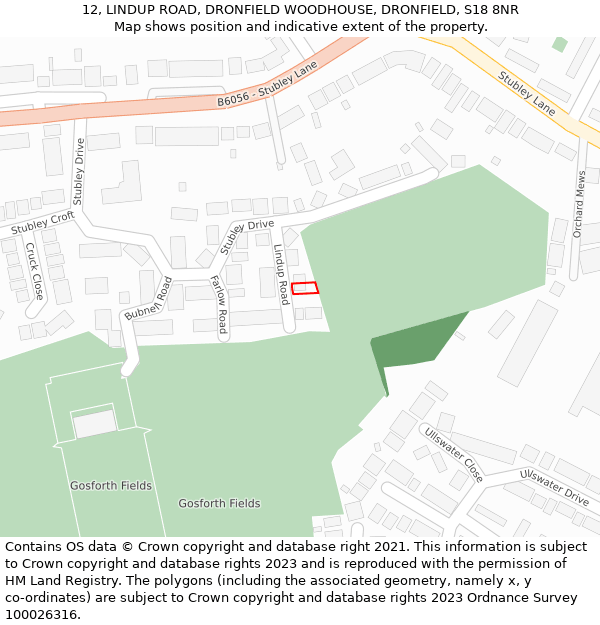 12, LINDUP ROAD, DRONFIELD WOODHOUSE, DRONFIELD, S18 8NR: Location map and indicative extent of plot
