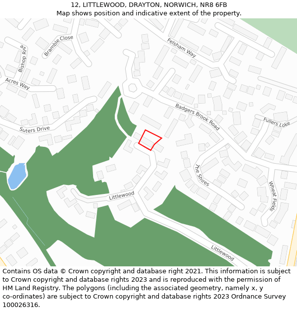 12, LITTLEWOOD, DRAYTON, NORWICH, NR8 6FB: Location map and indicative extent of plot