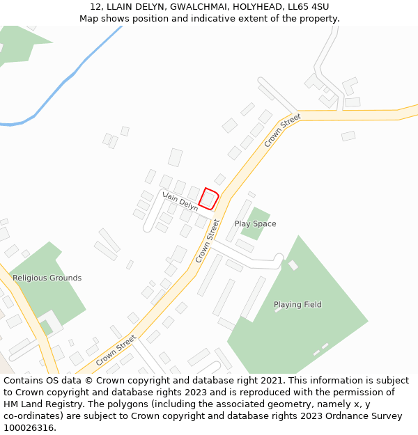 12, LLAIN DELYN, GWALCHMAI, HOLYHEAD, LL65 4SU: Location map and indicative extent of plot