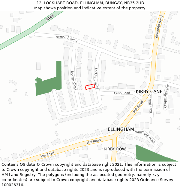 12, LOCKHART ROAD, ELLINGHAM, BUNGAY, NR35 2HB: Location map and indicative extent of plot