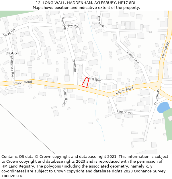 12, LONG WALL, HADDENHAM, AYLESBURY, HP17 8DL: Location map and indicative extent of plot