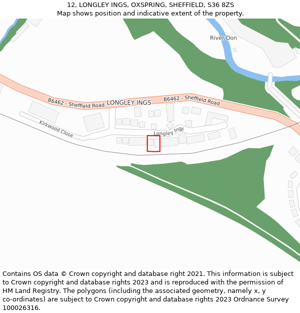 12, LONGLEY INGS, OXSPRING, SHEFFIELD, S36 8ZS: Location map and indicative extent of plot