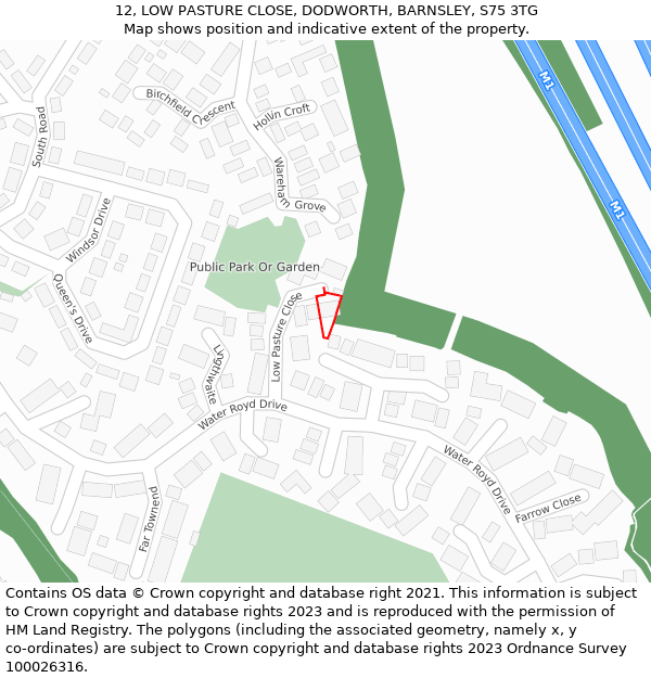 12, LOW PASTURE CLOSE, DODWORTH, BARNSLEY, S75 3TG: Location map and indicative extent of plot