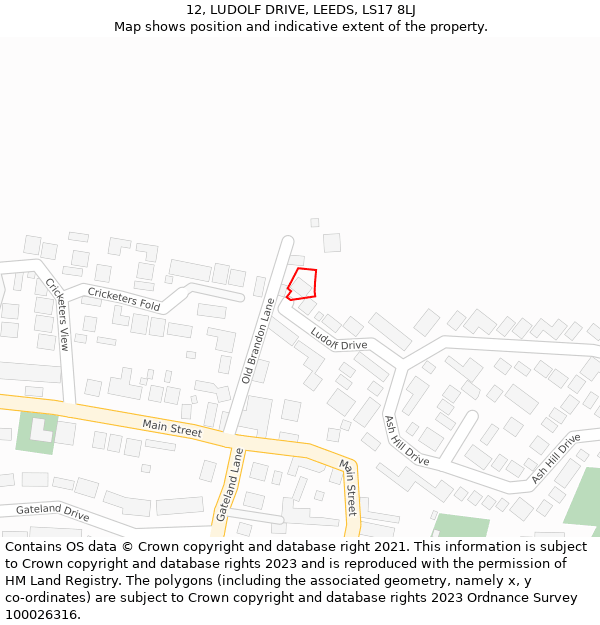 12, LUDOLF DRIVE, LEEDS, LS17 8LJ: Location map and indicative extent of plot