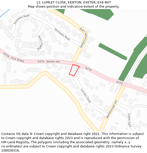 12, LUMLEY CLOSE, KENTON, EXETER, EX6 8HT: Location map and indicative extent of plot