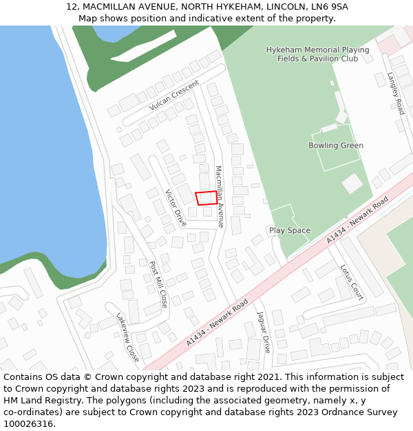 12, MACMILLAN AVENUE, NORTH HYKEHAM, LINCOLN, LN6 9SA: Location map and indicative extent of plot