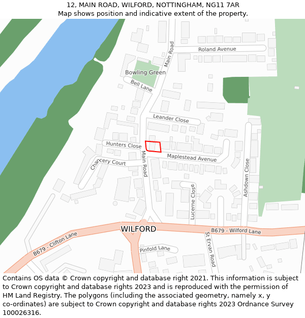 12, MAIN ROAD, WILFORD, NOTTINGHAM, NG11 7AR: Location map and indicative extent of plot