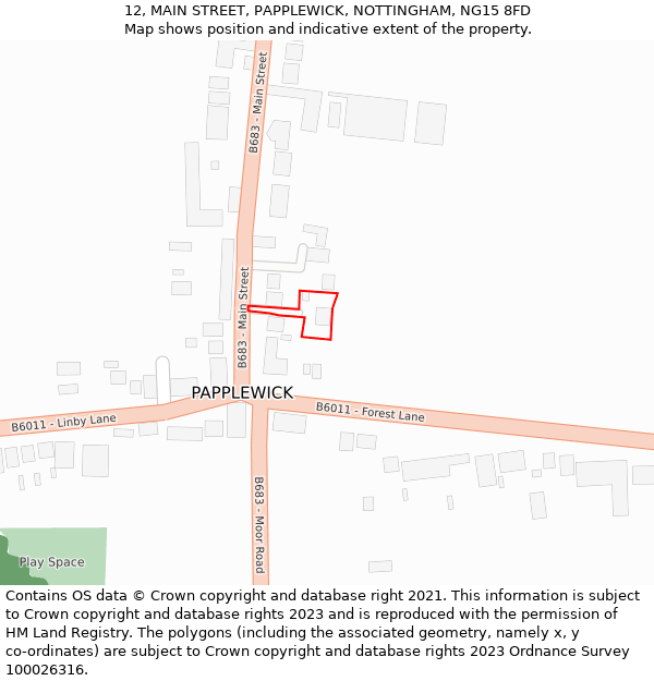 12, MAIN STREET, PAPPLEWICK, NOTTINGHAM, NG15 8FD: Location map and indicative extent of plot