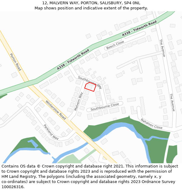 12, MALVERN WAY, PORTON, SALISBURY, SP4 0NL: Location map and indicative extent of plot