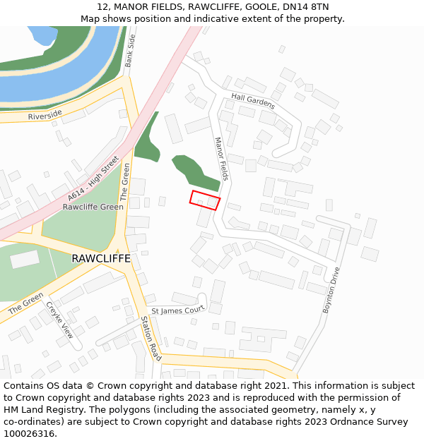 12, MANOR FIELDS, RAWCLIFFE, GOOLE, DN14 8TN: Location map and indicative extent of plot