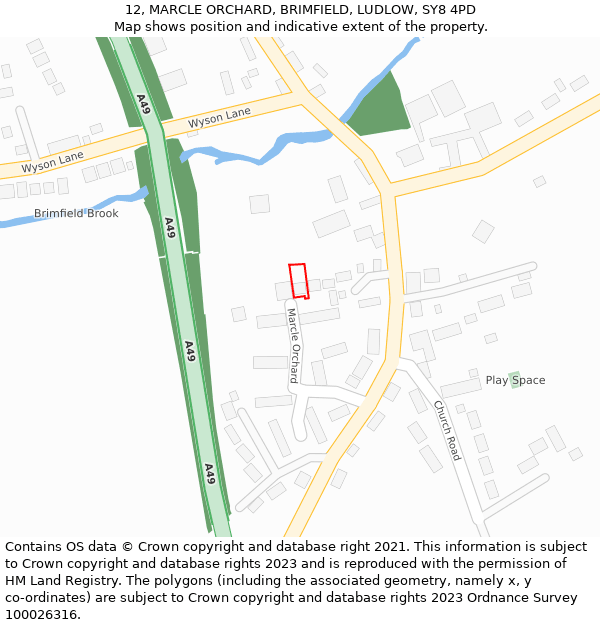 12, MARCLE ORCHARD, BRIMFIELD, LUDLOW, SY8 4PD: Location map and indicative extent of plot