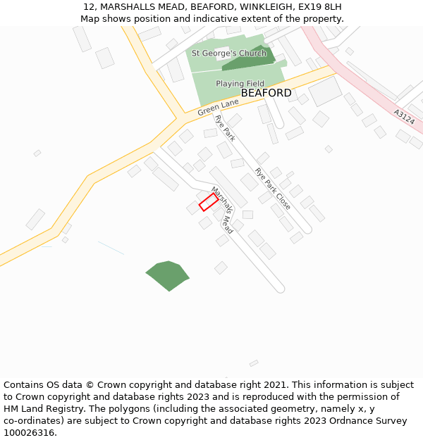 12, MARSHALLS MEAD, BEAFORD, WINKLEIGH, EX19 8LH: Location map and indicative extent of plot