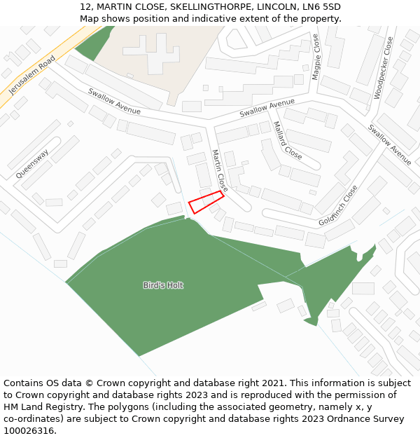 12, MARTIN CLOSE, SKELLINGTHORPE, LINCOLN, LN6 5SD: Location map and indicative extent of plot