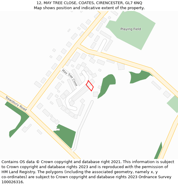 12, MAY TREE CLOSE, COATES, CIRENCESTER, GL7 6NQ: Location map and indicative extent of plot