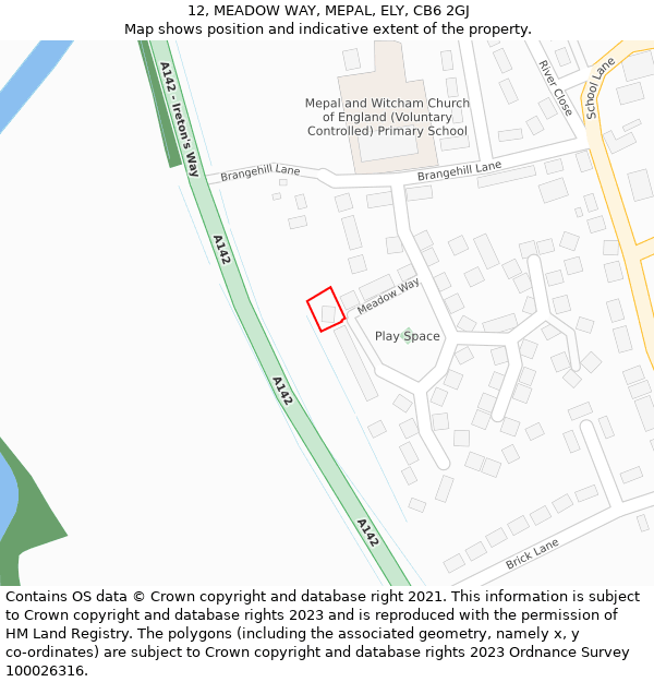 12, MEADOW WAY, MEPAL, ELY, CB6 2GJ: Location map and indicative extent of plot