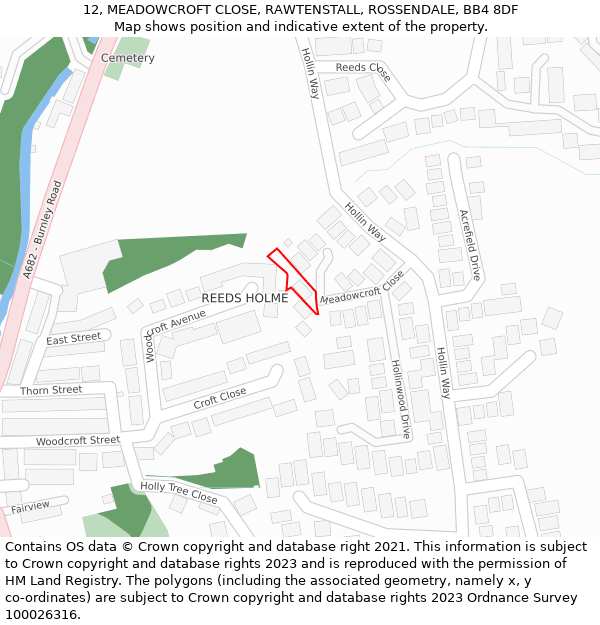 12, MEADOWCROFT CLOSE, RAWTENSTALL, ROSSENDALE, BB4 8DF: Location map and indicative extent of plot