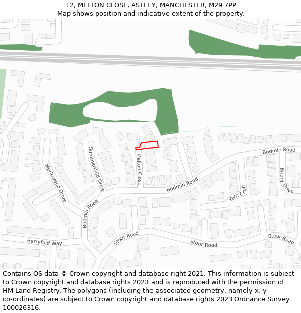 12, MELTON CLOSE, ASTLEY, MANCHESTER, M29 7PP: Location map and indicative extent of plot