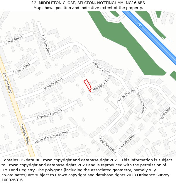 12, MIDDLETON CLOSE, SELSTON, NOTTINGHAM, NG16 6RS: Location map and indicative extent of plot