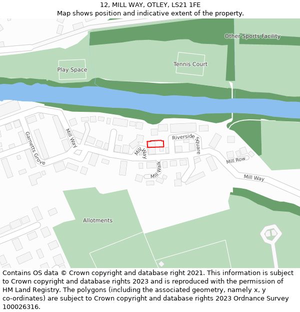 12, MILL WAY, OTLEY, LS21 1FE: Location map and indicative extent of plot