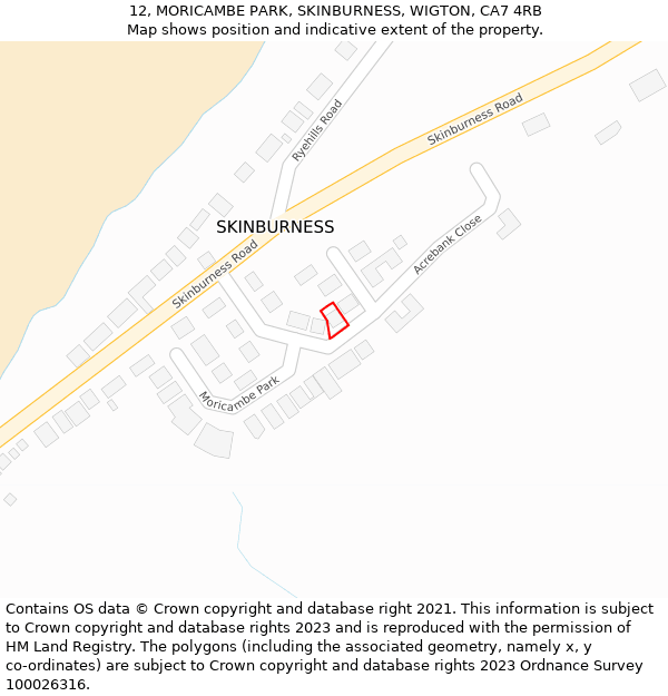 12, MORICAMBE PARK, SKINBURNESS, WIGTON, CA7 4RB: Location map and indicative extent of plot