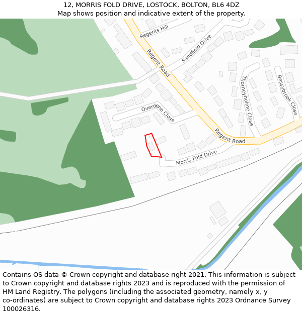 12, MORRIS FOLD DRIVE, LOSTOCK, BOLTON, BL6 4DZ: Location map and indicative extent of plot