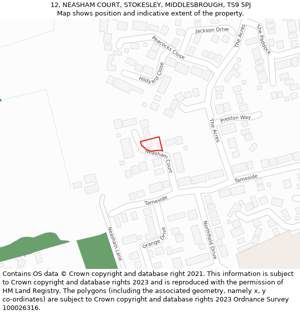 12, NEASHAM COURT, STOKESLEY, MIDDLESBROUGH, TS9 5PJ: Location map and indicative extent of plot