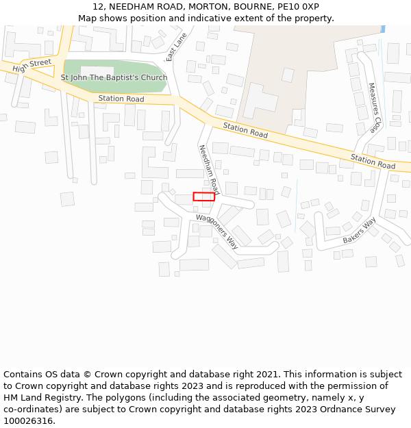 12, NEEDHAM ROAD, MORTON, BOURNE, PE10 0XP: Location map and indicative extent of plot