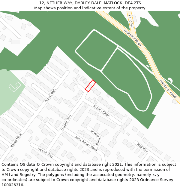 12, NETHER WAY, DARLEY DALE, MATLOCK, DE4 2TS: Location map and indicative extent of plot