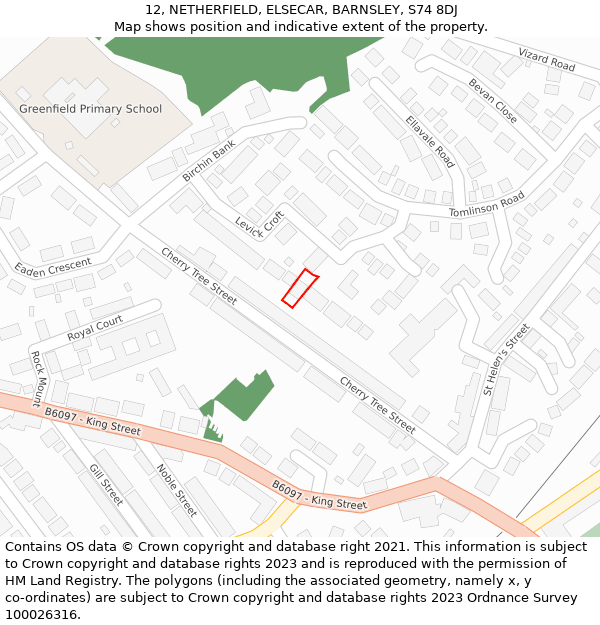 12, NETHERFIELD, ELSECAR, BARNSLEY, S74 8DJ: Location map and indicative extent of plot