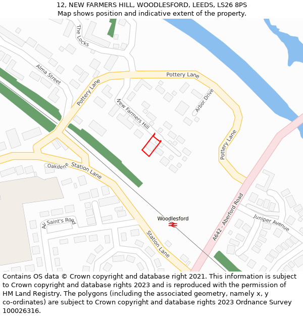 12, NEW FARMERS HILL, WOODLESFORD, LEEDS, LS26 8PS: Location map and indicative extent of plot