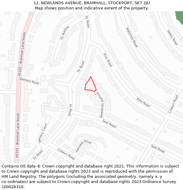 12, NEWLANDS AVENUE, BRAMHALL, STOCKPORT, SK7 2JU: Location map and indicative extent of plot