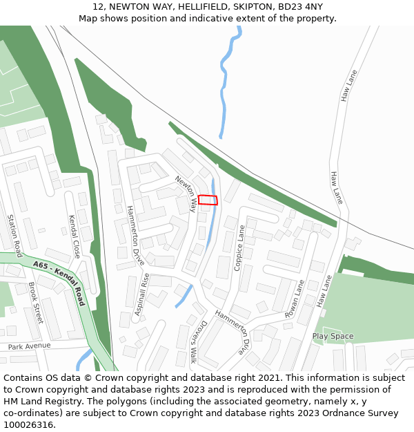 12, NEWTON WAY, HELLIFIELD, SKIPTON, BD23 4NY: Location map and indicative extent of plot