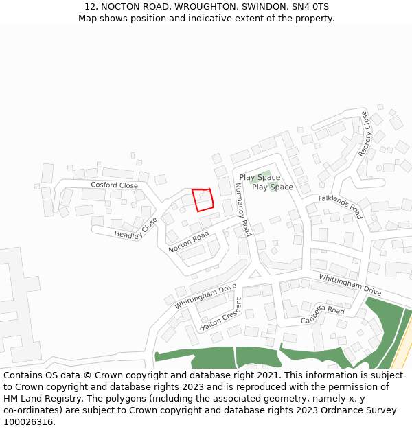 12, NOCTON ROAD, WROUGHTON, SWINDON, SN4 0TS: Location map and indicative extent of plot