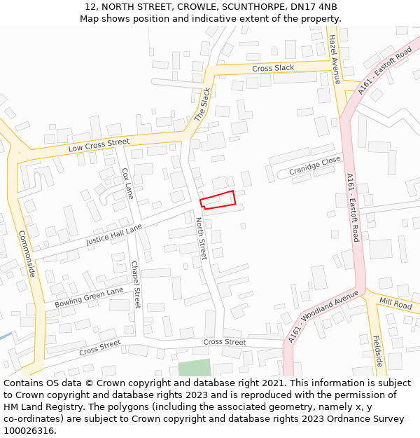 12, NORTH STREET, CROWLE, SCUNTHORPE, DN17 4NB: Location map and indicative extent of plot