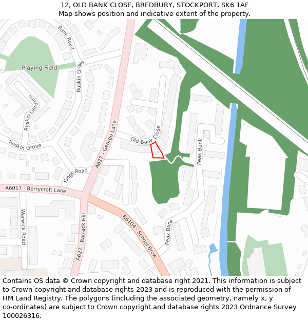 12, OLD BANK CLOSE, BREDBURY, STOCKPORT, SK6 1AF: Location map and indicative extent of plot