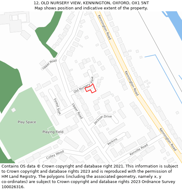 12, OLD NURSERY VIEW, KENNINGTON, OXFORD, OX1 5NT: Location map and indicative extent of plot