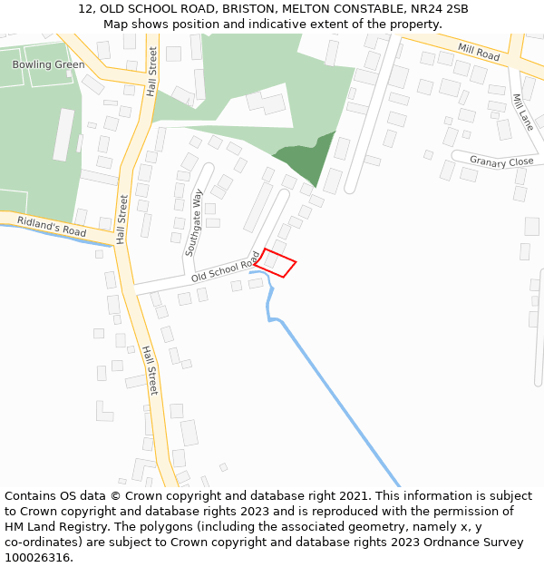 12, OLD SCHOOL ROAD, BRISTON, MELTON CONSTABLE, NR24 2SB: Location map and indicative extent of plot