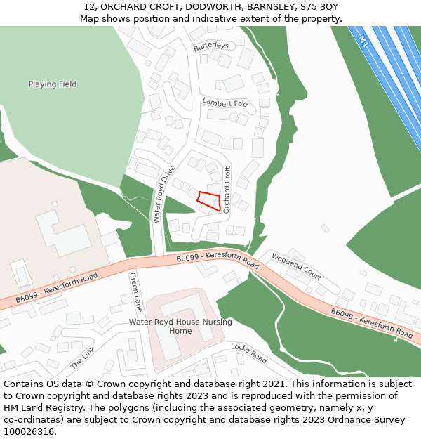 12, ORCHARD CROFT, DODWORTH, BARNSLEY, S75 3QY: Location map and indicative extent of plot