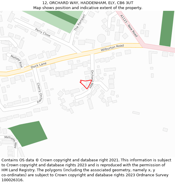 12, ORCHARD WAY, HADDENHAM, ELY, CB6 3UT: Location map and indicative extent of plot