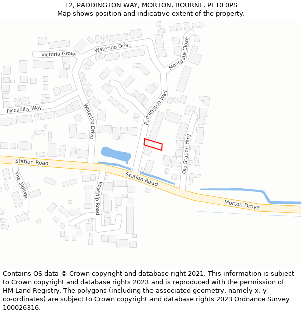 12, PADDINGTON WAY, MORTON, BOURNE, PE10 0PS: Location map and indicative extent of plot