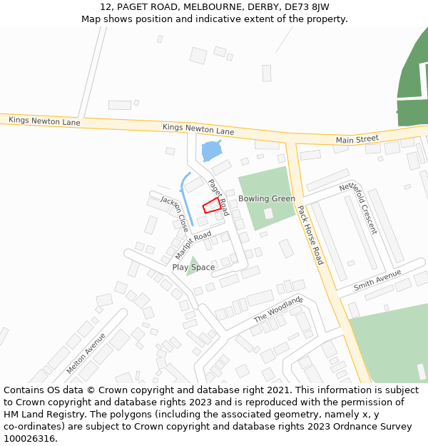 12, PAGET ROAD, MELBOURNE, DERBY, DE73 8JW: Location map and indicative extent of plot