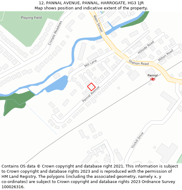 12, PANNAL AVENUE, PANNAL, HARROGATE, HG3 1JR: Location map and indicative extent of plot