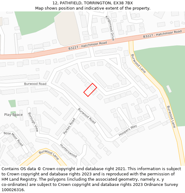 12, PATHFIELD, TORRINGTON, EX38 7BX: Location map and indicative extent of plot