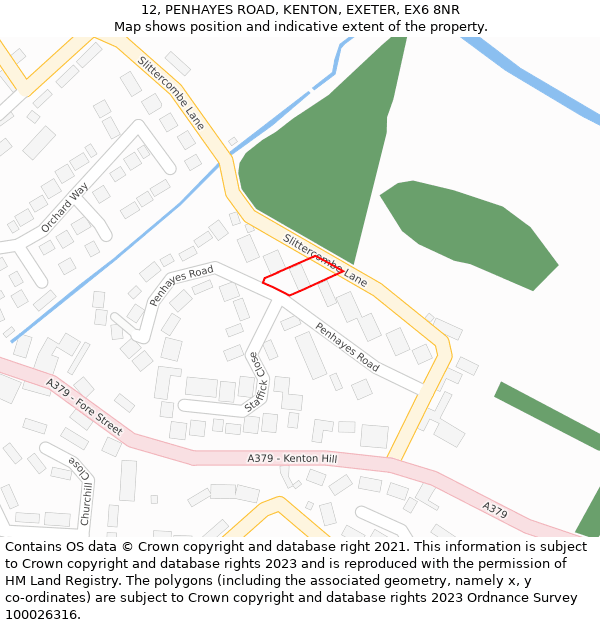 12, PENHAYES ROAD, KENTON, EXETER, EX6 8NR: Location map and indicative extent of plot