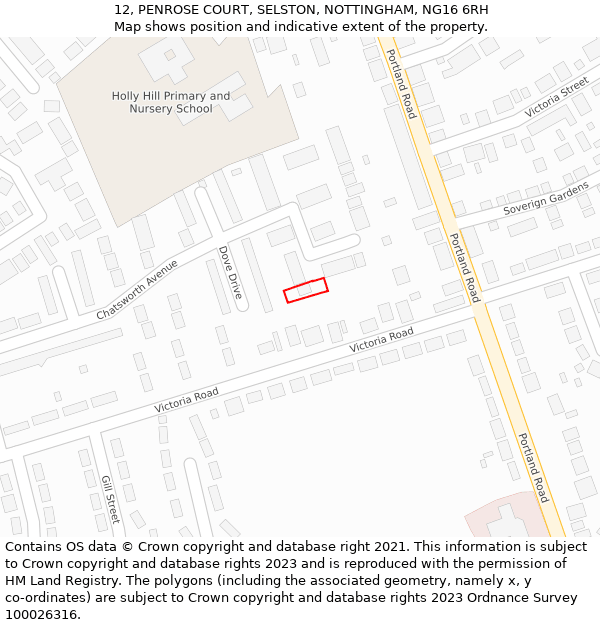 12, PENROSE COURT, SELSTON, NOTTINGHAM, NG16 6RH: Location map and indicative extent of plot