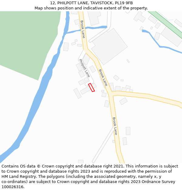 12, PHILPOTT LANE, TAVISTOCK, PL19 9FB: Location map and indicative extent of plot