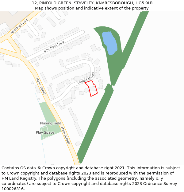 12, PINFOLD GREEN, STAVELEY, KNARESBOROUGH, HG5 9LR: Location map and indicative extent of plot