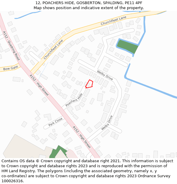 12, POACHERS HIDE, GOSBERTON, SPALDING, PE11 4PF: Location map and indicative extent of plot